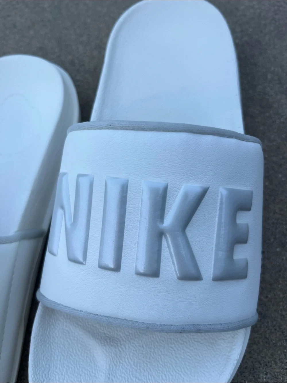 Nike White  Slide Sandals with Embossed Logo - Picture 4 of 8
